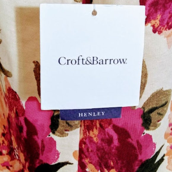 FLORAL TOP*HENLEY STYLE*BRIGHT FLORAL PATTERN*WOMEN 1X*CROFT & BARROW - Picture 5 of 6